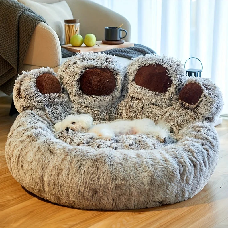 Cozy Paw-Shaped Calming Pet Bed