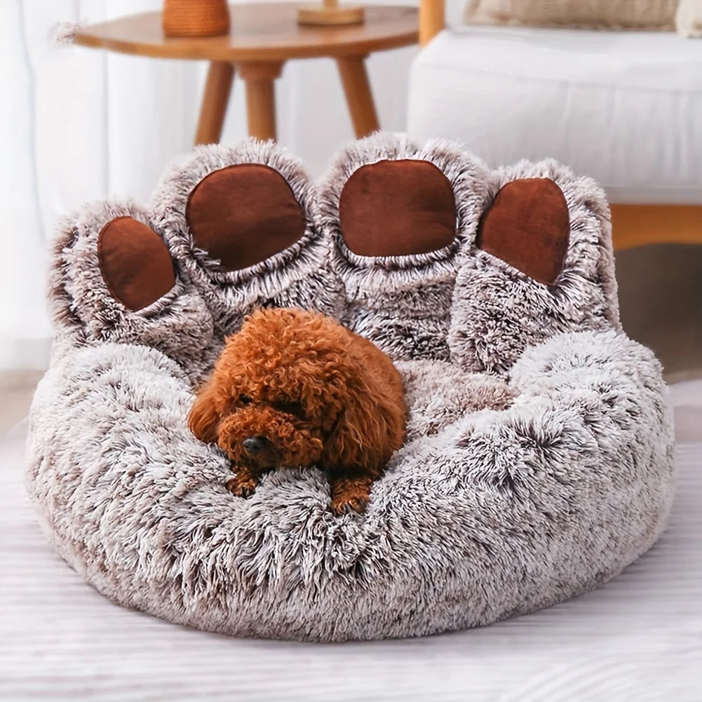 Cozy Paw-Shaped Calming Pet Bed